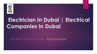 Electrician In Dubai | Electrical Companies In Dubai