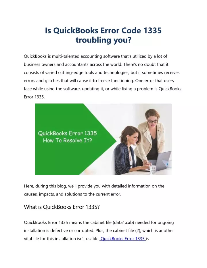 is quickbooks error code 1335 troubling you