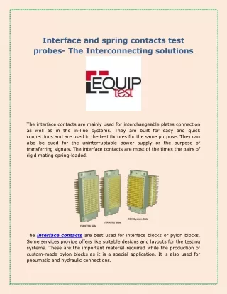 interface and spring contacts test probes