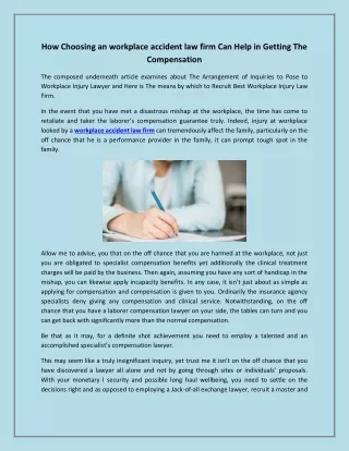how choosing an workplace accident law firm