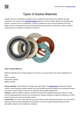 Types of Gasket Materials
