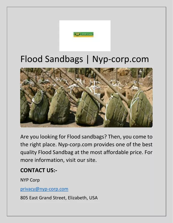 flood sandbags nyp corp com