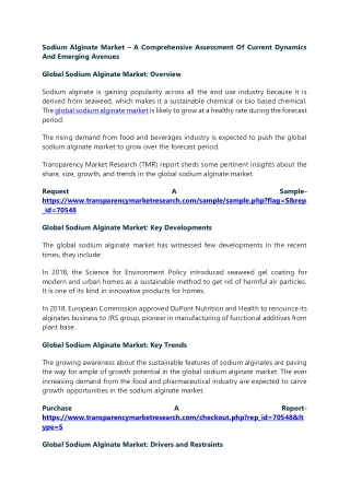 sodium alginate market a comprehensive assessment