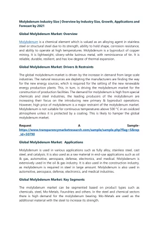 molybdenum industry size overview by industry