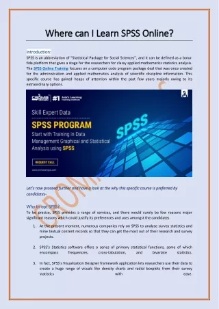 Where can I Learn SPSS Online
