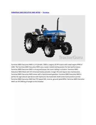 farmtrac 6065 executive 4wd intro farmtrac