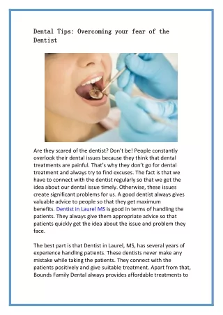 Dental Tips: Overcoming your fear of the Dentist