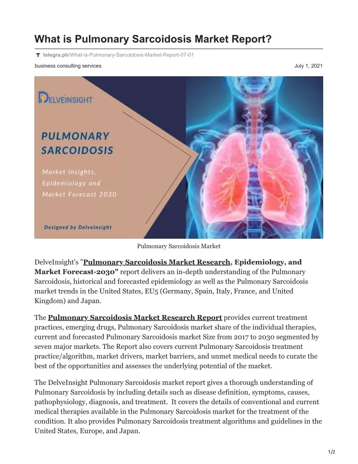 what is pulmonary sarcoidosis market report