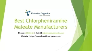 Best Chlorpheniramine Maleate Manufacturers