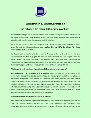willkommen zu echterfuhrerschein