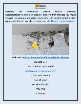 Mould Removal And Remediation Services a