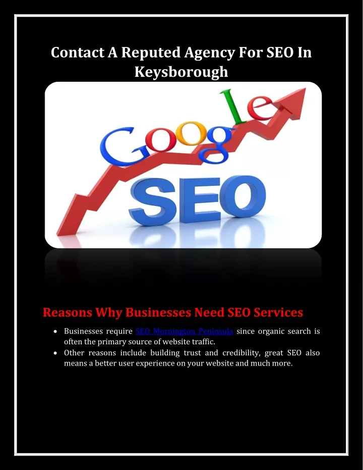 contact a reputed agency for seo in keysborough