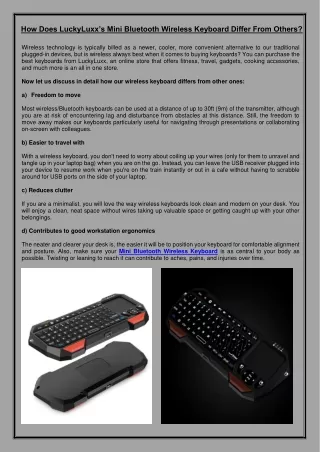 how does luckyluxx s mini bluetooth wireless