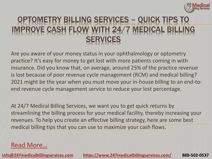 optometry billing services quick tips to improve cash flow with 24 7 medical billing services