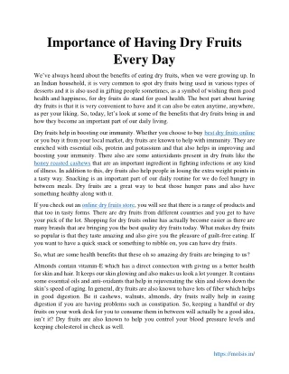 Importance of Having Dry Fruits Every Day