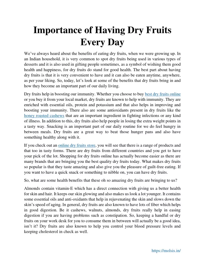 importance of having dry fruits every day