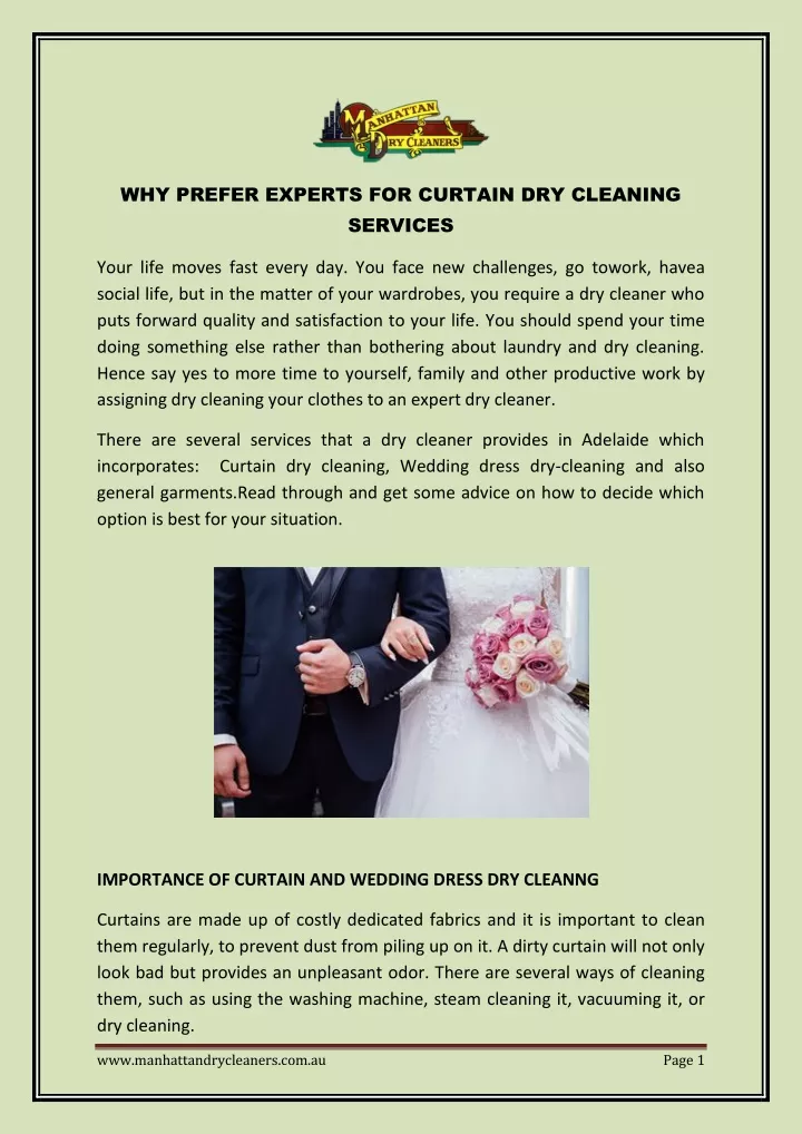 why prefer experts for curtain dry cleaning