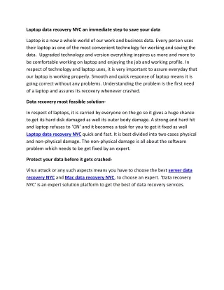 laptop data recovery nyc an immediate step
