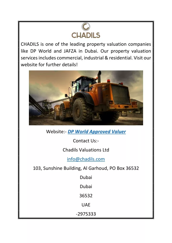 chadils is one of the leading property valuation