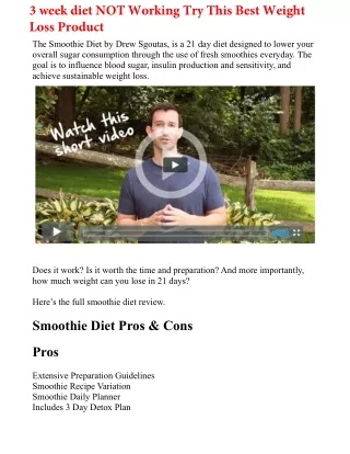 The 3 Week Diet Review PDF eBook Book Free Download