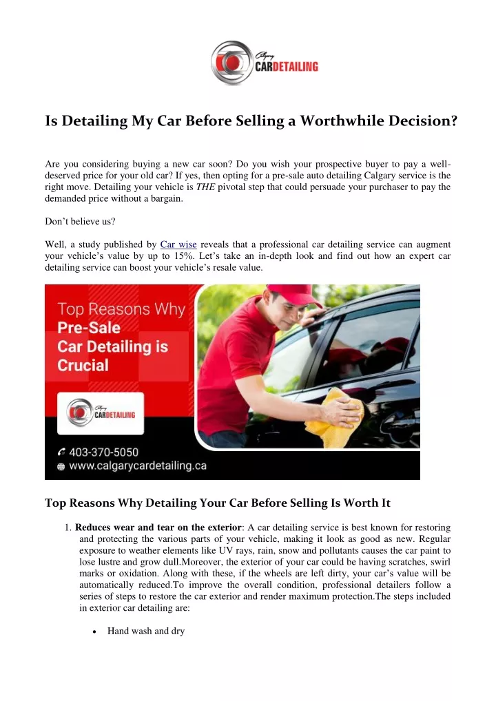 is detailing my car before selling a worthwhile