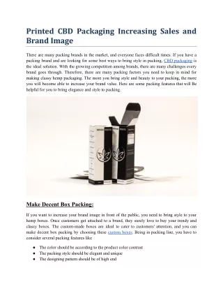 printed cbd packaging increasing sales and brand
