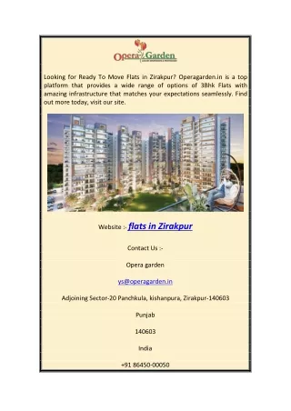 Flats in Zirakpur | Operagarden.in