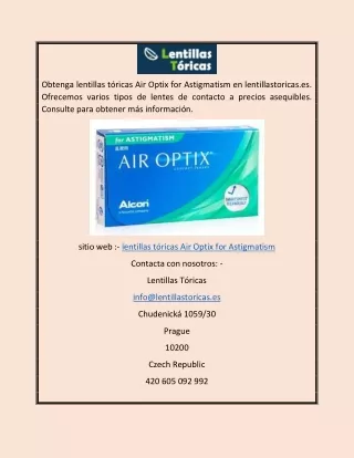 Lentillas tóricas Air Optix for Astigmatism  en lentillastoricas.es