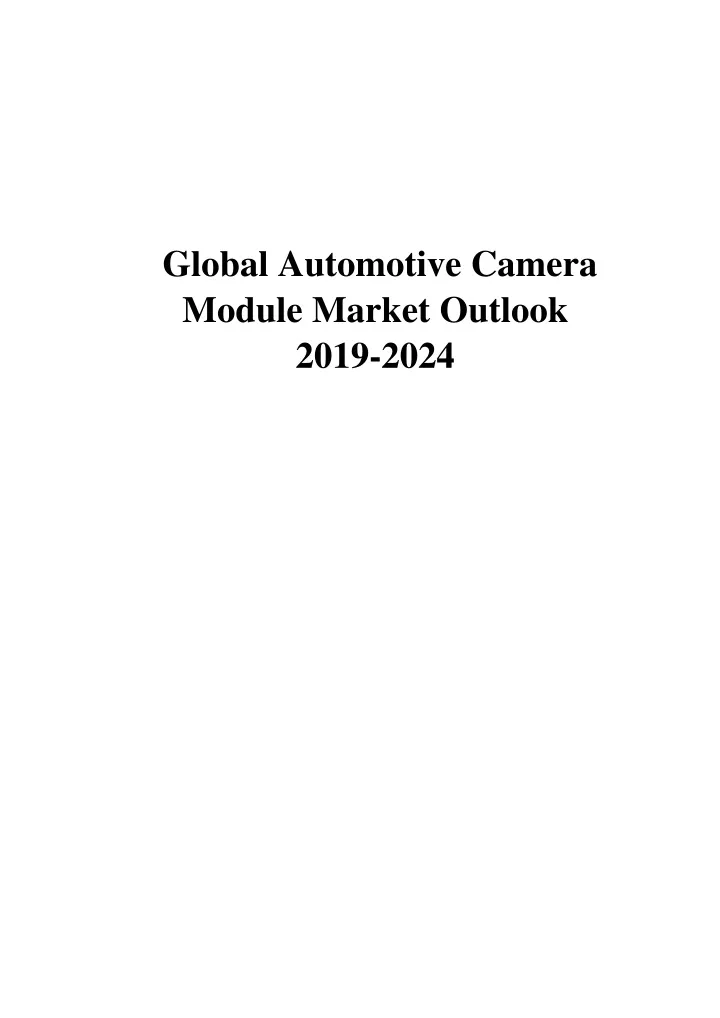global automotive camera module market outlook