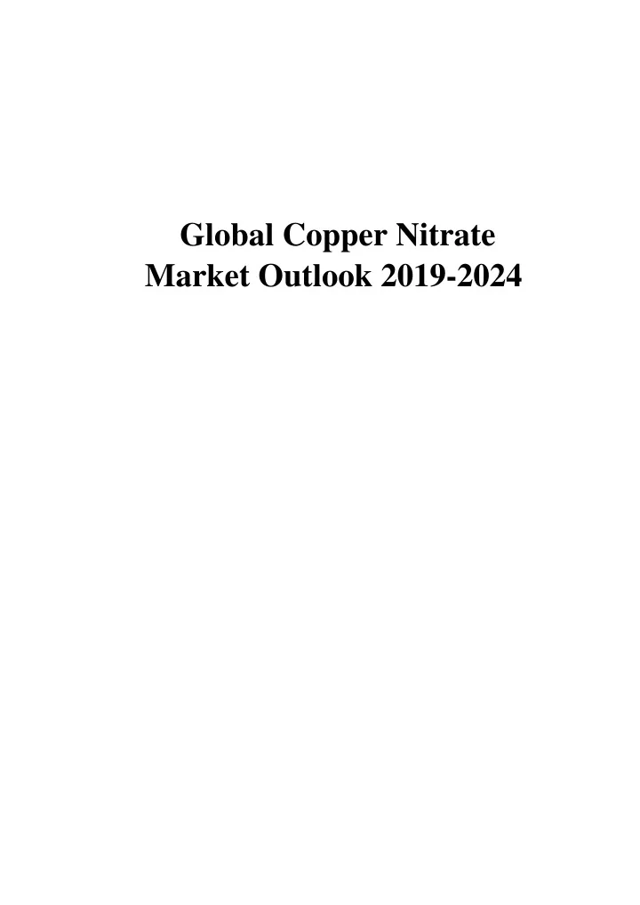 global copper nitrate market outlook 2019 2024