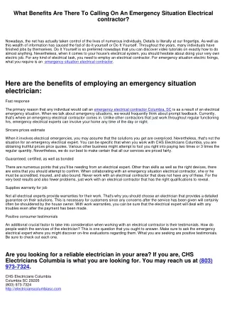 What Advantages Exist To Contacting An Emergency Electrician?