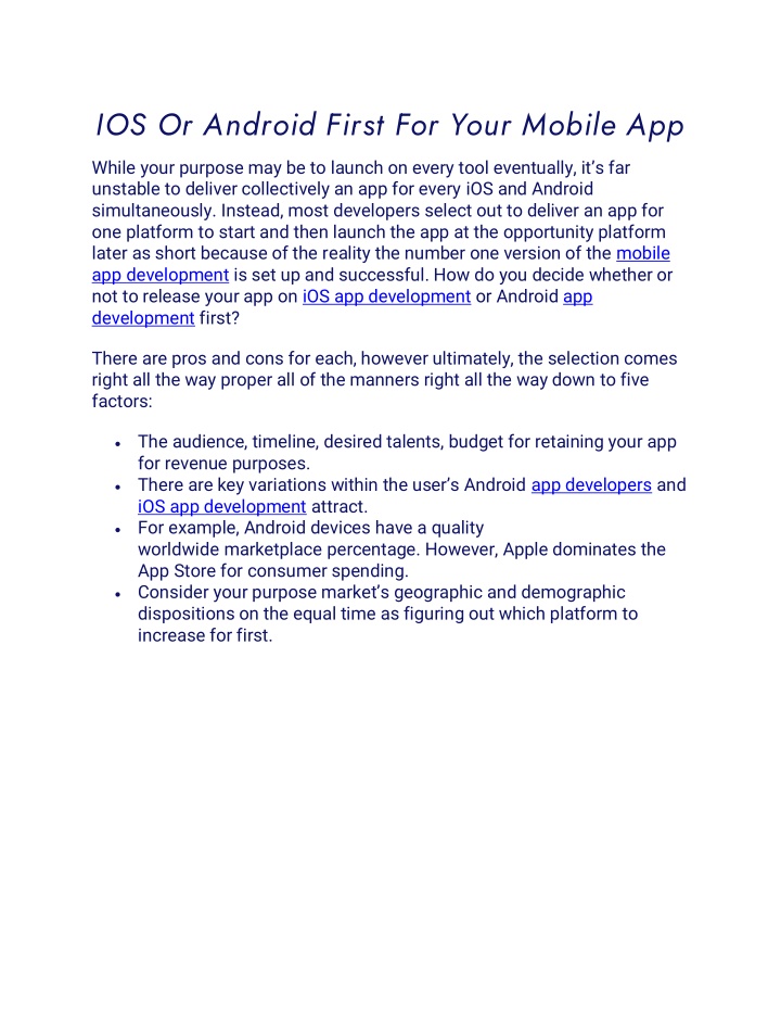 ios or android first for your mobile app while