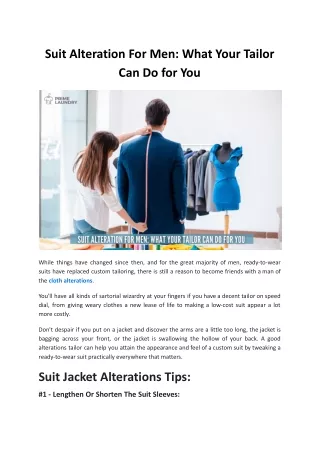 Suit Alteration For Men - What Your Tailor Can Do for You