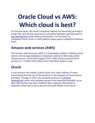oracle cloud vs aws which cloud is best