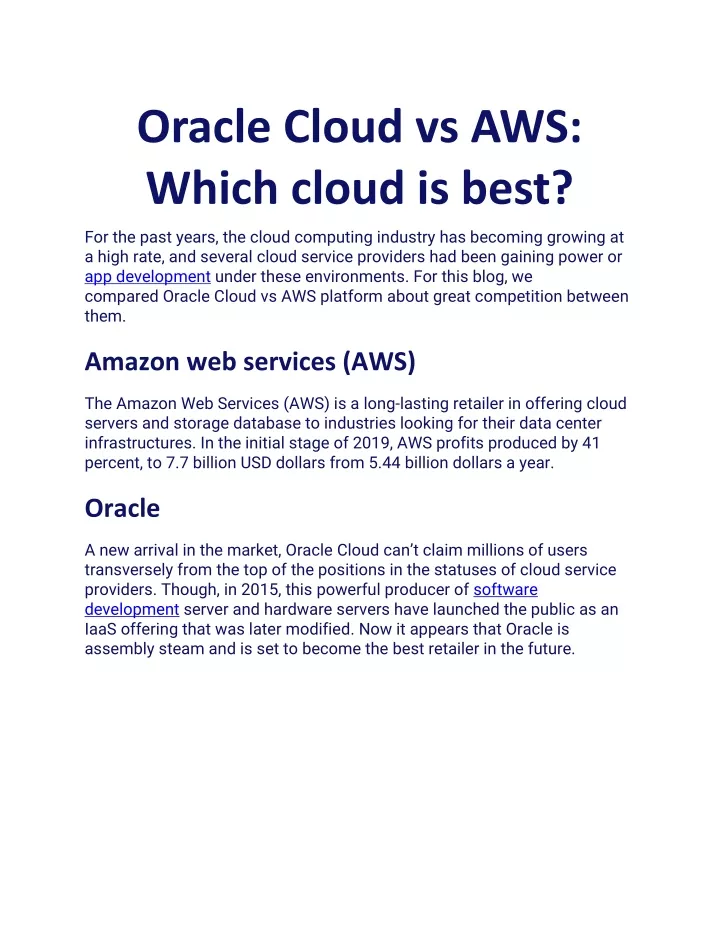 oracle cloud vs aws which cloud is best