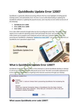 QuickBooks Update Error 12007: Best Methods to Resolve