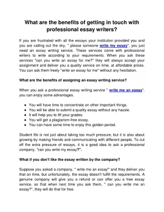 What are the benefits of getting in touch with professional essay writers?