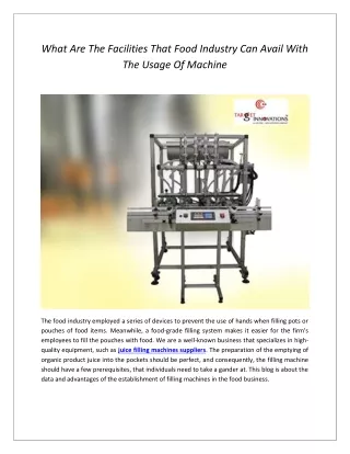 what are the facilities that food industry