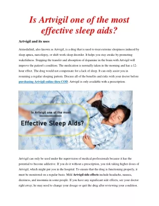 Is Artvigil one of the most effective sleep aids?