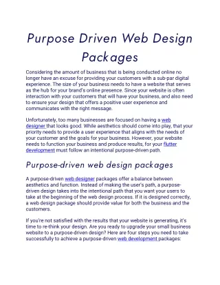 purpose driven web design packages