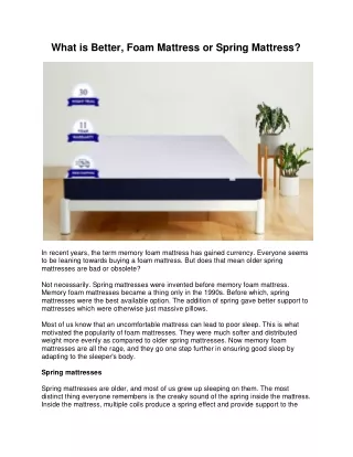 what is better foam mattress or spring mattress