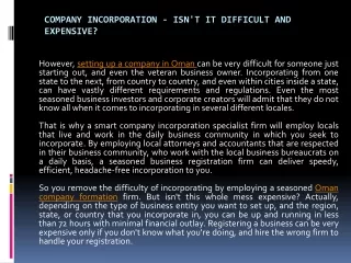 Company Incorporation - Isn't It Difficult and Expensive