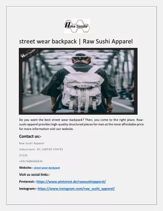 street wear backpack | Raw Sushi Apparel