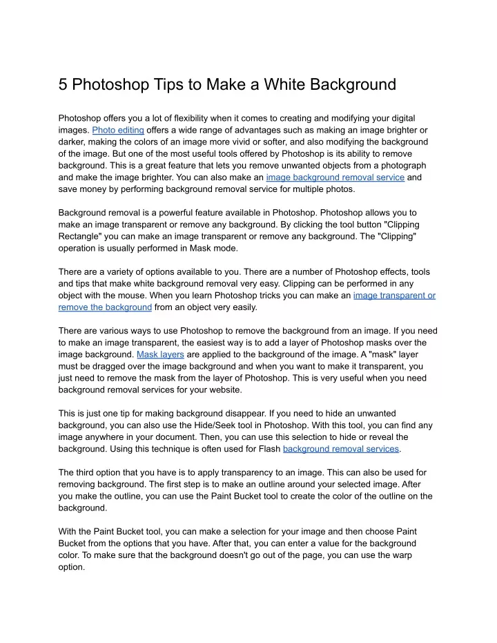 5 photoshop tips to make a white background