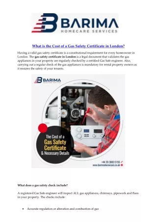 What Is The Cost Of Gas Safety Certificate In London