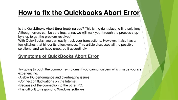 how to fix the quickbooks abort error