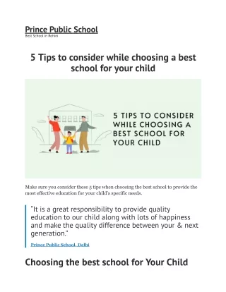 5 Tips to consider while choosing a best school for your child