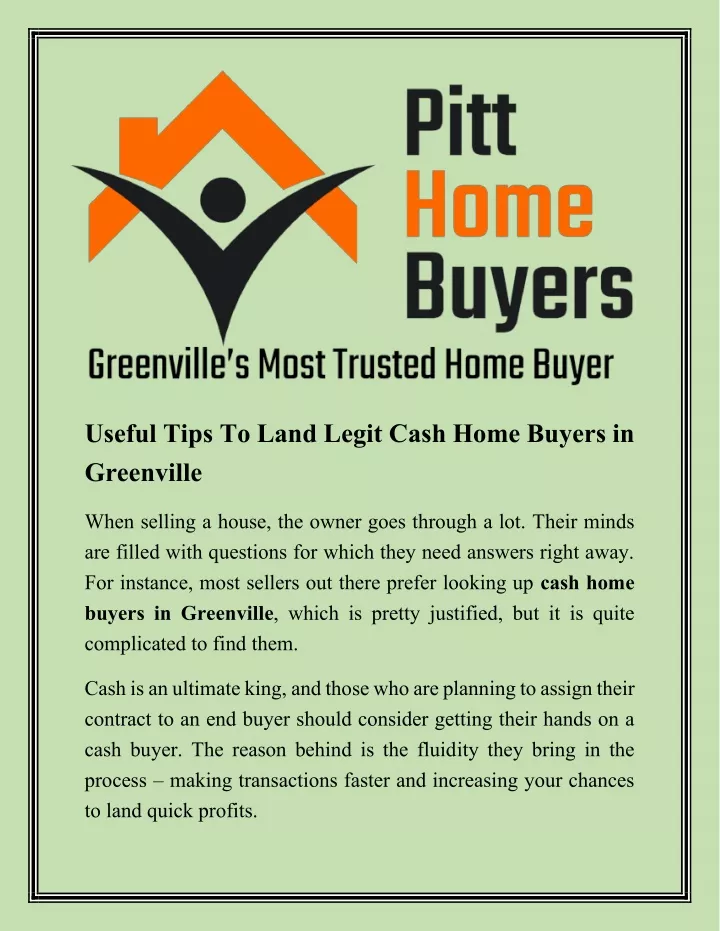 useful tips to land legit cash home buyers