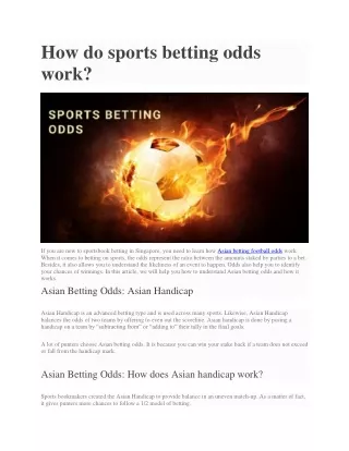 how do sports betting odds work