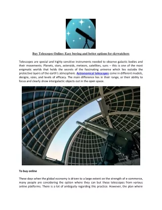 Buy telescopes online Easy buying and better options for skywatchers